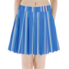 Color Stripes Blue White Pattern Pleated Mini Skirt by Simbadda
