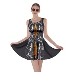 Humor Rocket Ice Cream Funny Astronauts Minimalistic Black Background Skater Dress by Simbadda