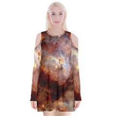 Carina Nebula Velvet Long Sleeve Shoulder Cutout Dress by SpaceShop