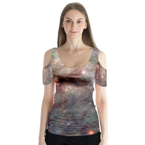 Tarantula Nebula Butterfly Sleeve Cutout Tee  by SpaceShop
