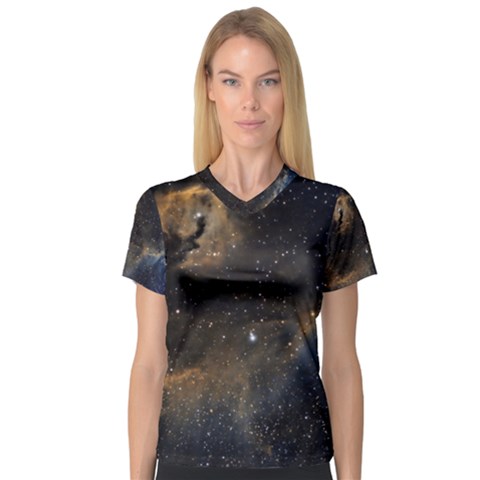 Seagull Nebula Women s V-neck Sport Mesh Tee by SpaceShop