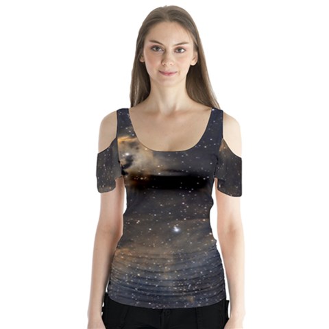 Seagull Nebula Butterfly Sleeve Cutout Tee  by SpaceShop
