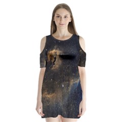 Seagull Nebula Shoulder Cutout Velvet  One Piece by SpaceShop