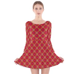 Abstract Seamless Floral Pattern Long Sleeve Velvet Skater Dress by Simbadda