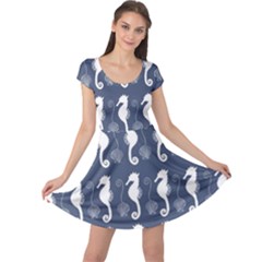 Seahorse And Shell Pattern Cap Sleeve Dresses by Simbadda