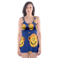 Monkeys Seamless Pattern Skater Dress Swimsuit by Simbadda