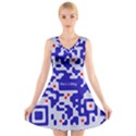 Digital Computer Graphic Qr Code Is Encrypted With The Inscription V-Neck Sleeveless Skater Dress View1