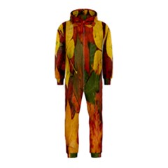 Colorful Autumn Leaves Leaf Background Hooded Jumpsuit (kids) by Amaryn4rt