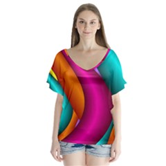 Fractal Wallpaper Color Pipes Flutter Sleeve Top by Amaryn4rt