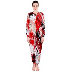 Red Fractal Art Onepiece Jumpsuit (ladies)  by Amaryn4rt