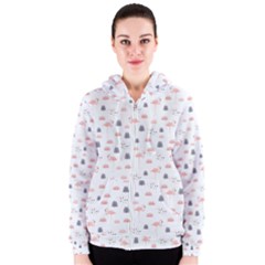 Cute Flamingos And  Leaves Pattern Women s Zipper Hoodie by TastefulDesigns