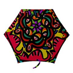 A Seamless Crazy Face Doodle Pattern Mini Folding Umbrellas by Amaryn4rt