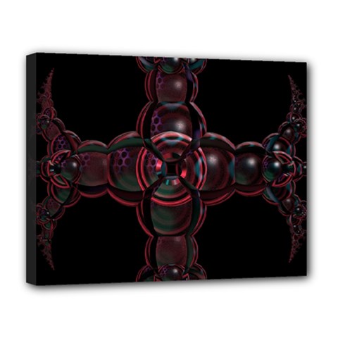 Fractal Red Cross On Black Background Canvas 14  X 11  by Amaryn4rt