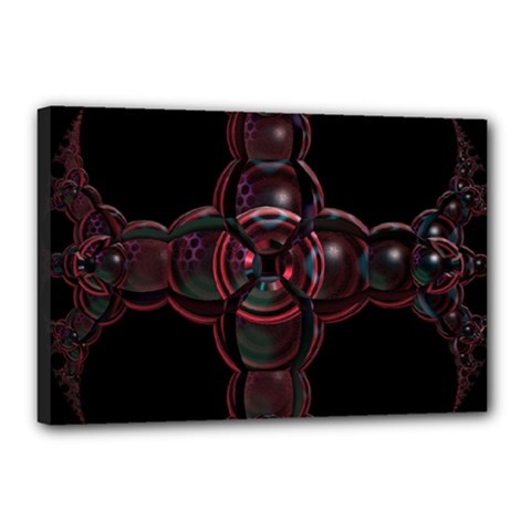 Fractal Red Cross On Black Background Canvas 18  X 12  by Amaryn4rt