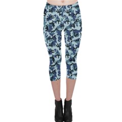 Navy Camouflage Capri Leggings  by sifis