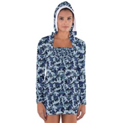 Navy Camouflage Women s Long Sleeve Hooded T-shirt by sifis