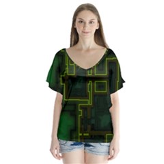 A Completely Seamless Background Design Circuit Board Flutter Sleeve Top by Simbadda