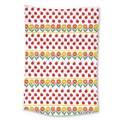 Ladybugs And Flowers Large Tapestry by Valentinaart