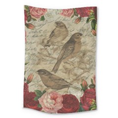 Vintage Birds Large Tapestry by Valentinaart