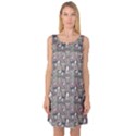 Gray Owl Pattern Sleeveless Satin Nightdress View1