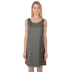 Dark Cannabis Leafs With Skulls Pattern Sleeveless Satin Nightdress by CoolDesigns
