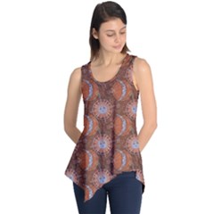 Brown Composition With Sun And Moon Sleeveless Tunic Top by CoolDesigns