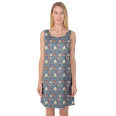 Blue Hummingbird And Tropical Sleeveless Satin Nightdress by CoolDesigns