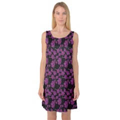 Dark Floral Pattern With Orchids Hand Drawing Sleeveless Satin Nightdress by CoolDesigns