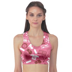 Purple Ice Hockey Sport Blue Pattern Women s Sport Bra by CoolDesigns