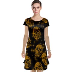 Sparkling Glitter Skulls Golden Cap Sleeve Nightdress by ImpressiveMoments