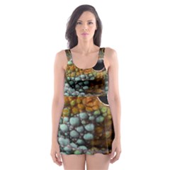 Macro Of The Eye Of A Chameleon Skater Dress Swimsuit by Simbadda