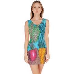 Mural Displaying Array Of Garden Vegetables Sleeveless Bodycon Dress by Simbadda