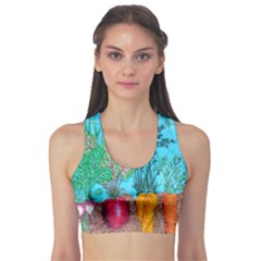 Mural Displaying Array Of Garden Vegetables Sports Bra by Simbadda