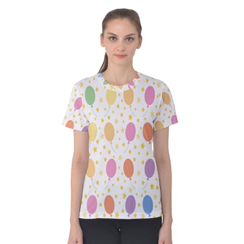 Balloon Star Rainbow Women s Cotton Tee by Mariart