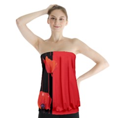 Flower Floral Red Back Sakura Strapless Top by Mariart