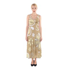 Flower Floral Star Sunflower Grey Sleeveless Maxi Dress by Mariart