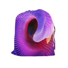 Digital Art Spirals Wave Waves Chevron Red Purple Blue Pink Drawstring Pouches (extra Large) by Mariart
