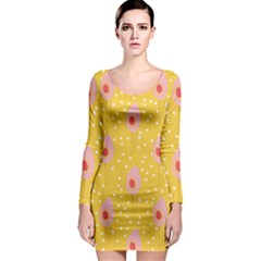 Flower Floral Tulip Leaf Pink Yellow Polka Sot Spot Long Sleeve Bodycon Dress by Mariart