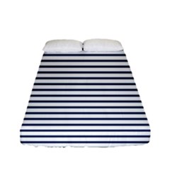 Horizontal Stripes Blue White Line Fitted Sheet (full/ Double Size) by Mariart