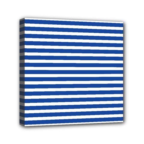 Horizontal Stripes Dark Blue Mini Canvas 6  X 6  by Mariart