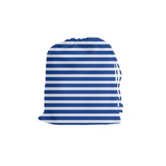 Horizontal Stripes Dark Blue Drawstring Pouches (medium)  by Mariart