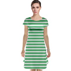 Horizontal Stripes Green Cap Sleeve Nightdress by Mariart