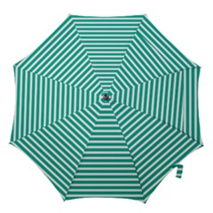 Horizontal Stripes Green Teal Hook Handle Umbrellas (small) by Mariart
