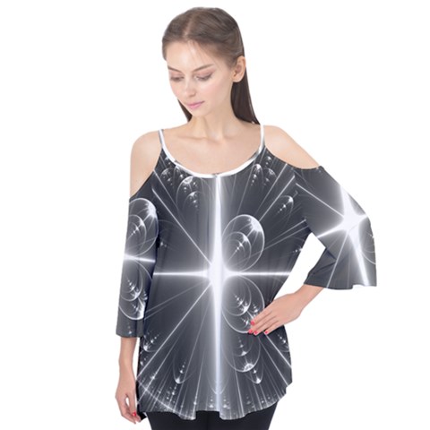Black And White Bubbles On Black Flutter Tees by Simbadda