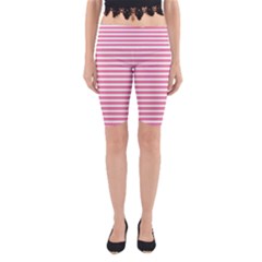 Horizontal Stripes Light Pink Yoga Cropped Leggings by Mariart