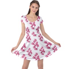 Santa Rita Flowers Pattern Cap Sleeve Dresses by dflcprintsclothing