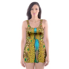 Peacock Bird Feathers Skater Dress Swimsuit by Simbadda