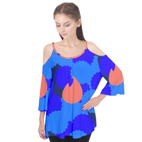 Image Orange Blue Sign Black Spot Polka Flutter Tees by Mariart