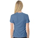Striped  Line Blue Women s V-Neck Sport Mesh Tee View2