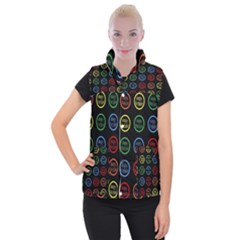Happy Birthday Colorful Wallpaper Background Women s Button Up Puffer Vest by Simbadda
